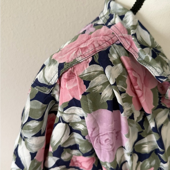 Vintage E.D. Michaels Pink, Purple, and Blue Floral Midi Dress - Picture 6 of 13